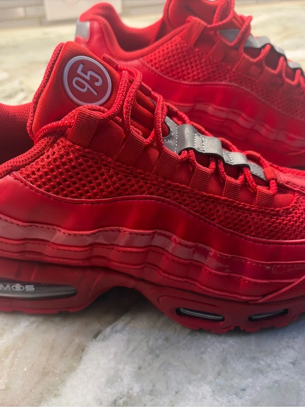 Nike Mens Bright Red Air Max 95  Style Sneakers